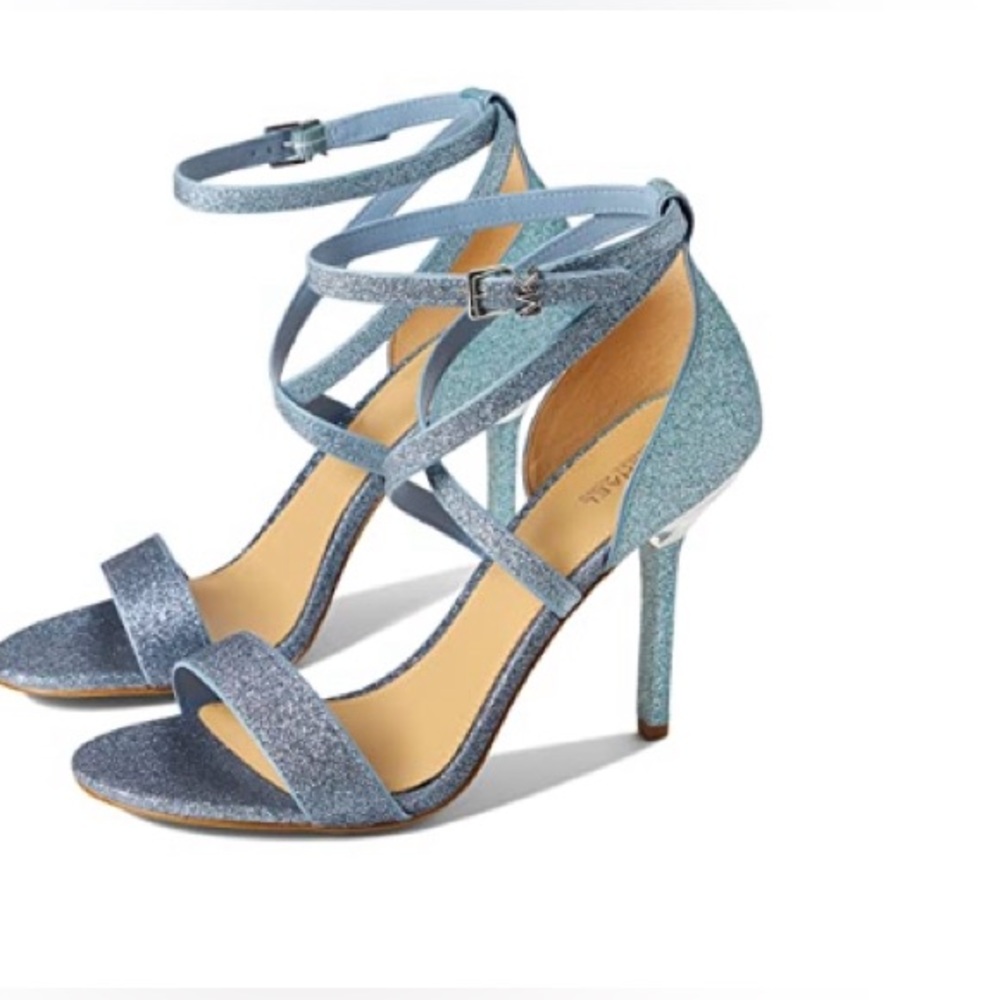Micheal Kors Women's Astrid Colorblock Glitter Ankle-Strap Sandals - Navy